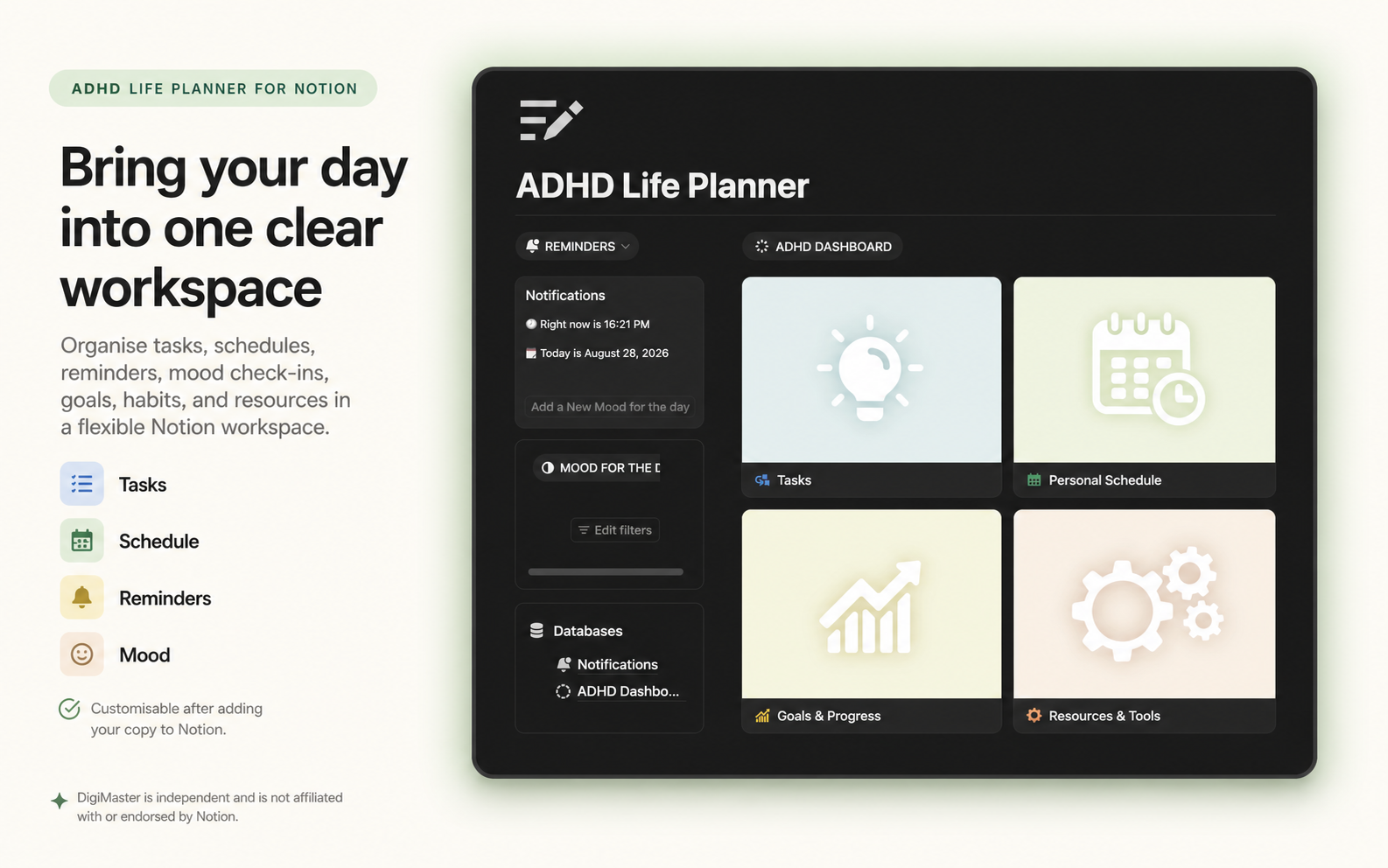 Preview of the ADHD Life Planner dashboard in Notion